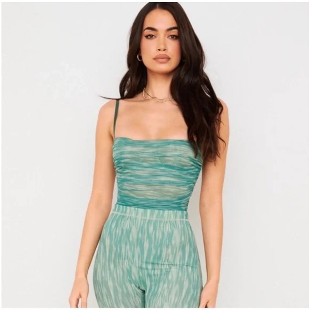 House of CB Eleanor Ivy Print Mesh Bodysuit
